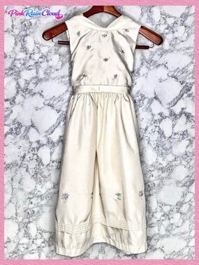 Perfectly Dressed 90s Girls 12 Ivory White Floral Embroidered Sleeveless Dress